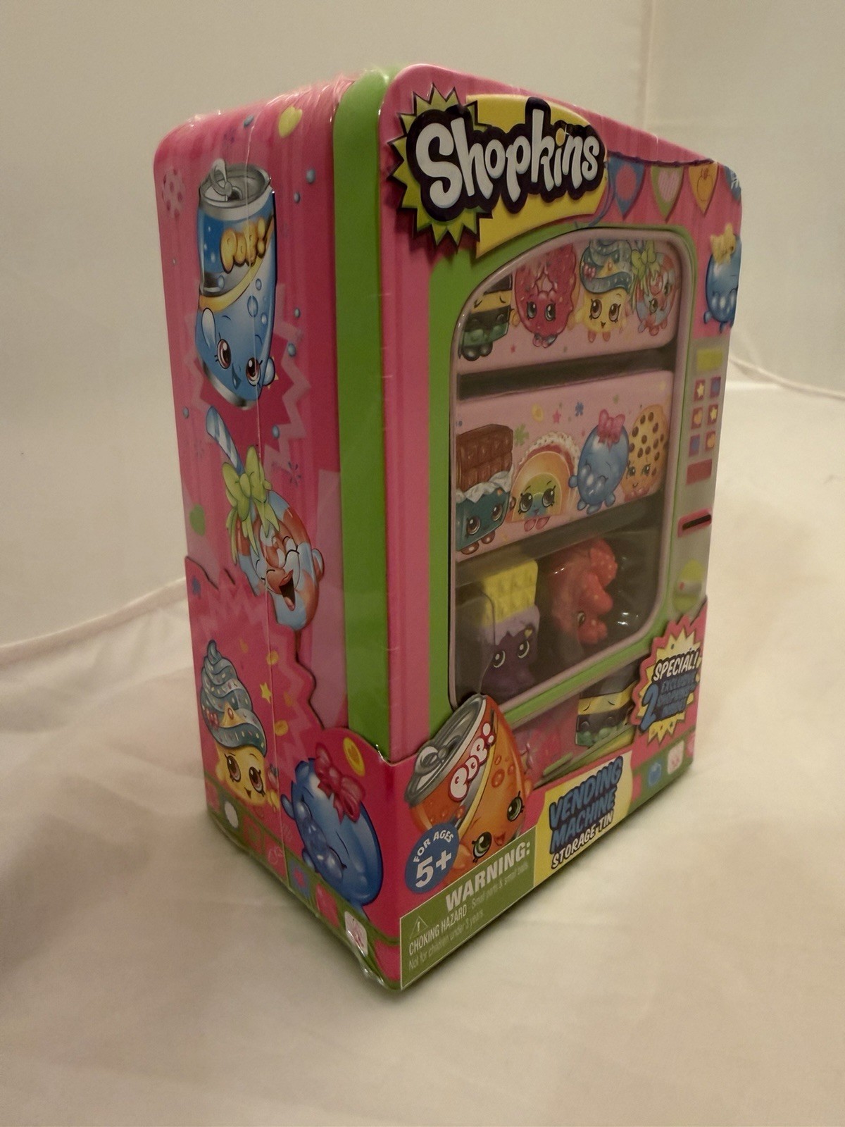Shopkins Vending Machine Storage Tin with 2 Exclusive Shopkins Brand New Sealed