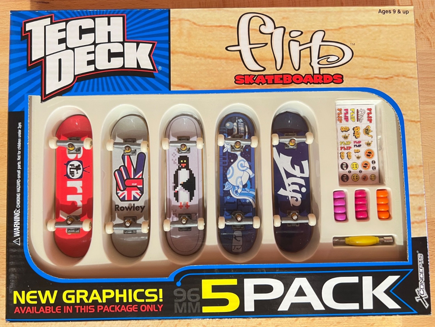 2002 Tech Deck FLIP Skateboards 5 Pack Fingerboards Geoff Rowley EXCLUSIVE ART