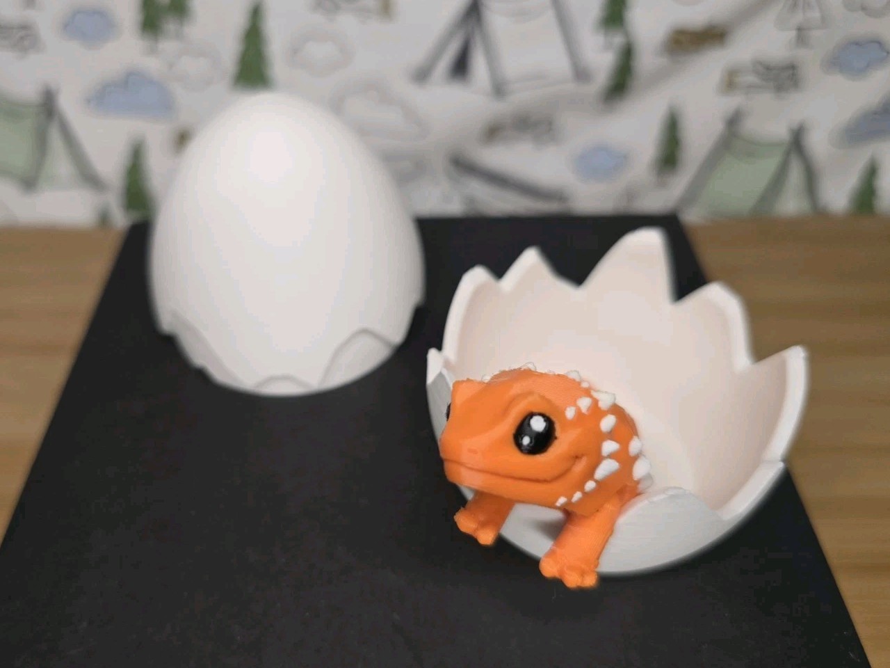 Mini Bearded Dragon Orange w/ Egg 3D Printed Articulated Flexi Fidget Desk Toy!