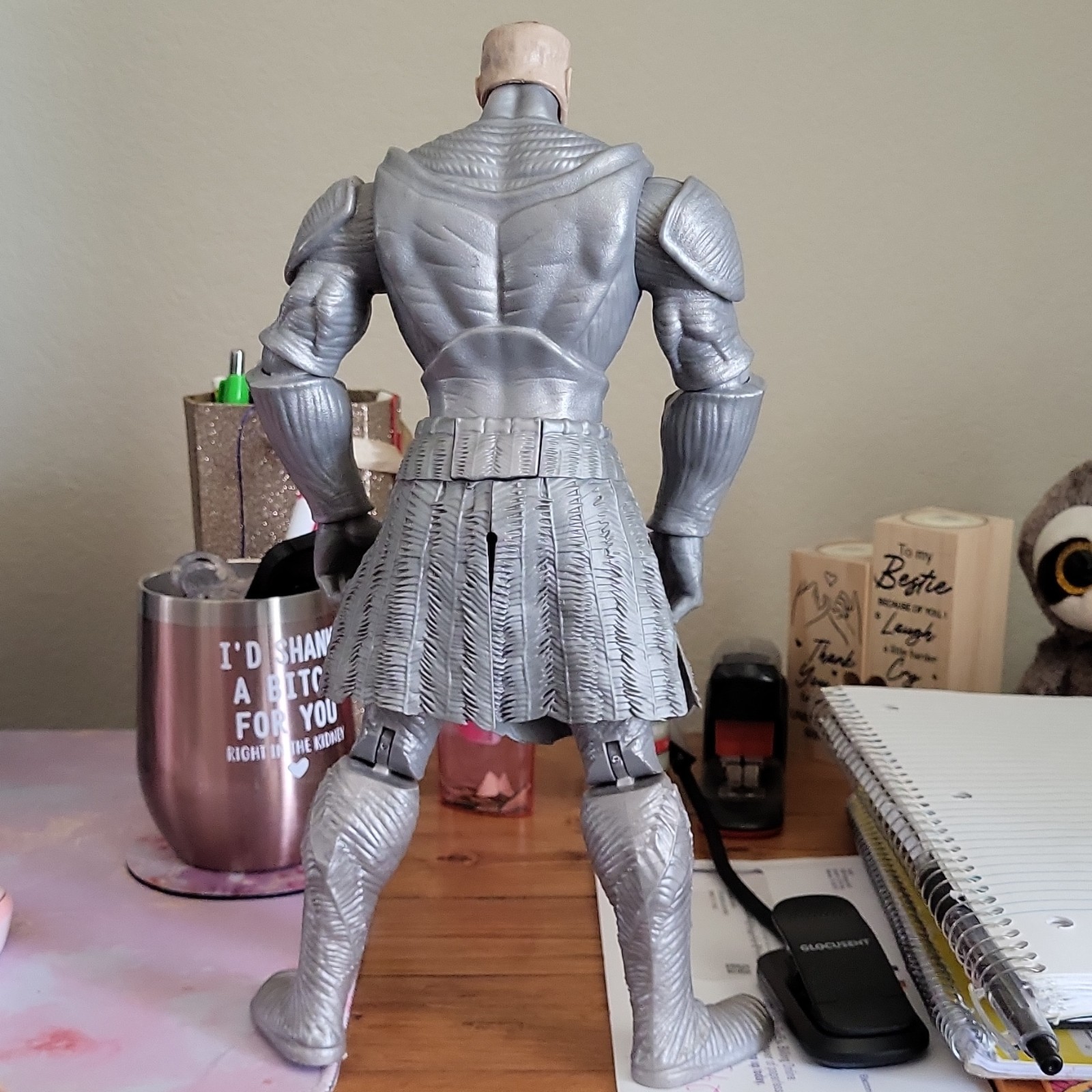 Silver Armored Action Figure Plastic With Skirt No Head Collectible Toy