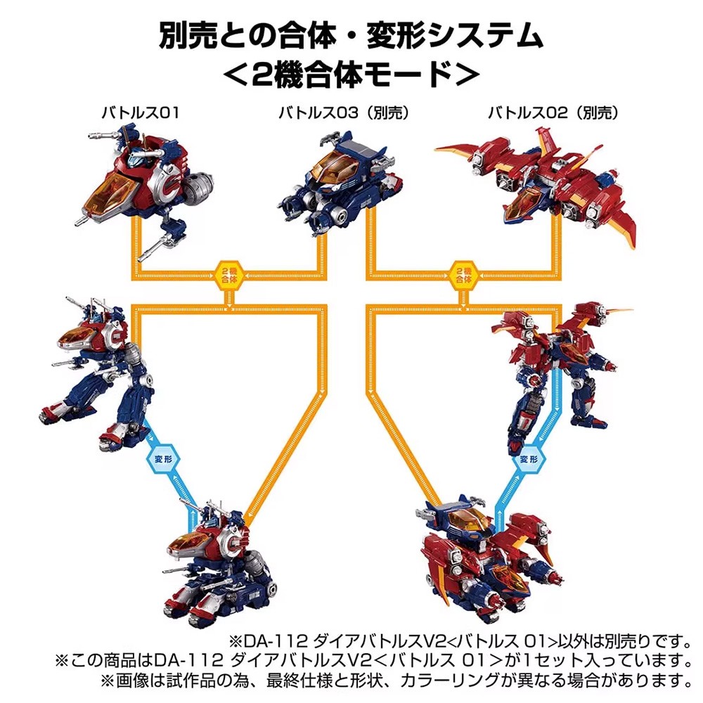 Diaclone DA-112 DA-113 DA-114 Set DIA-BATTLES V2 Combinable DA01 Figure toy