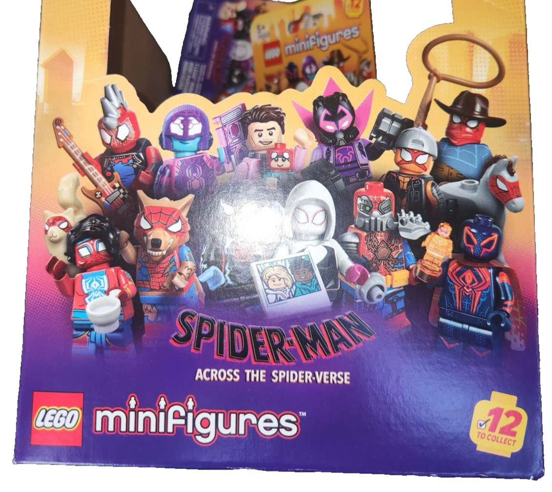 Spiderman Across The Spider Verse 12 Lego Minifigures & Used Retail Box Display!