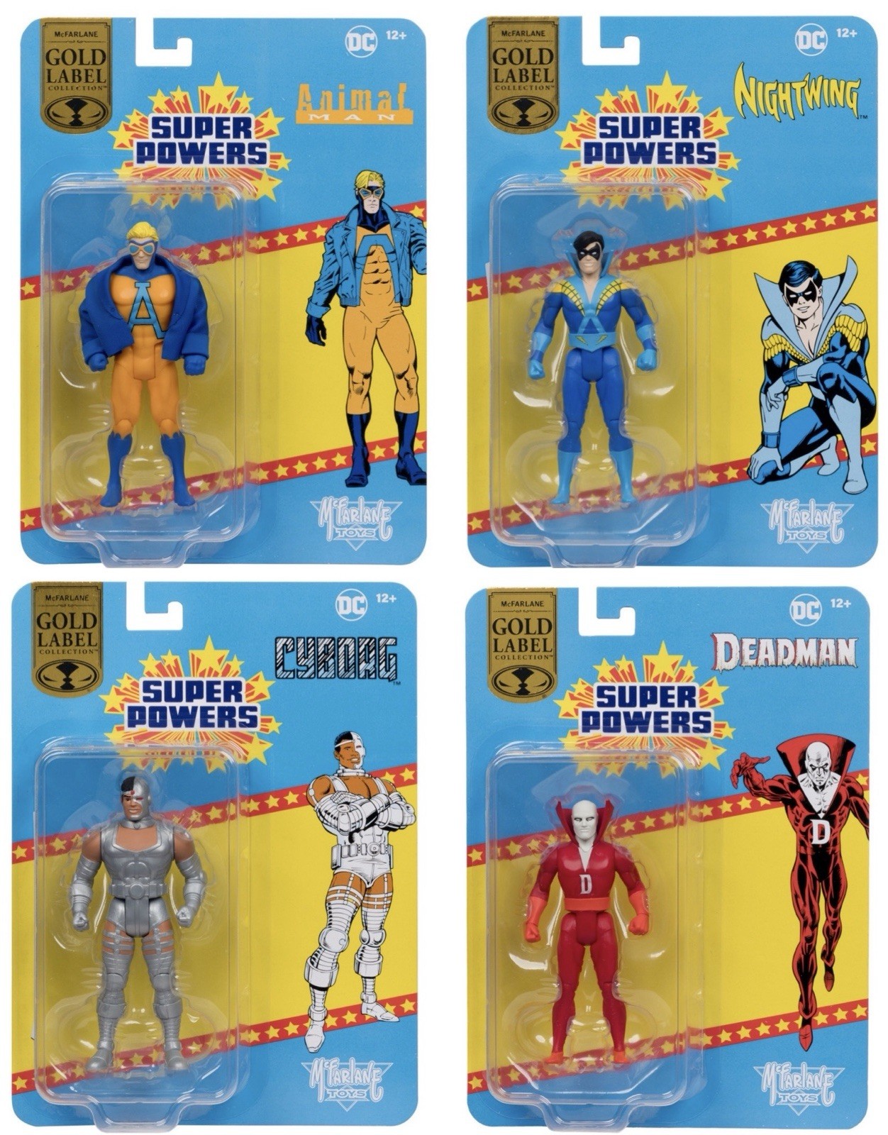 DC McFarlane Super Powers Wave 11 Figure Set Cyborg Deadman Animal Man Nightwing