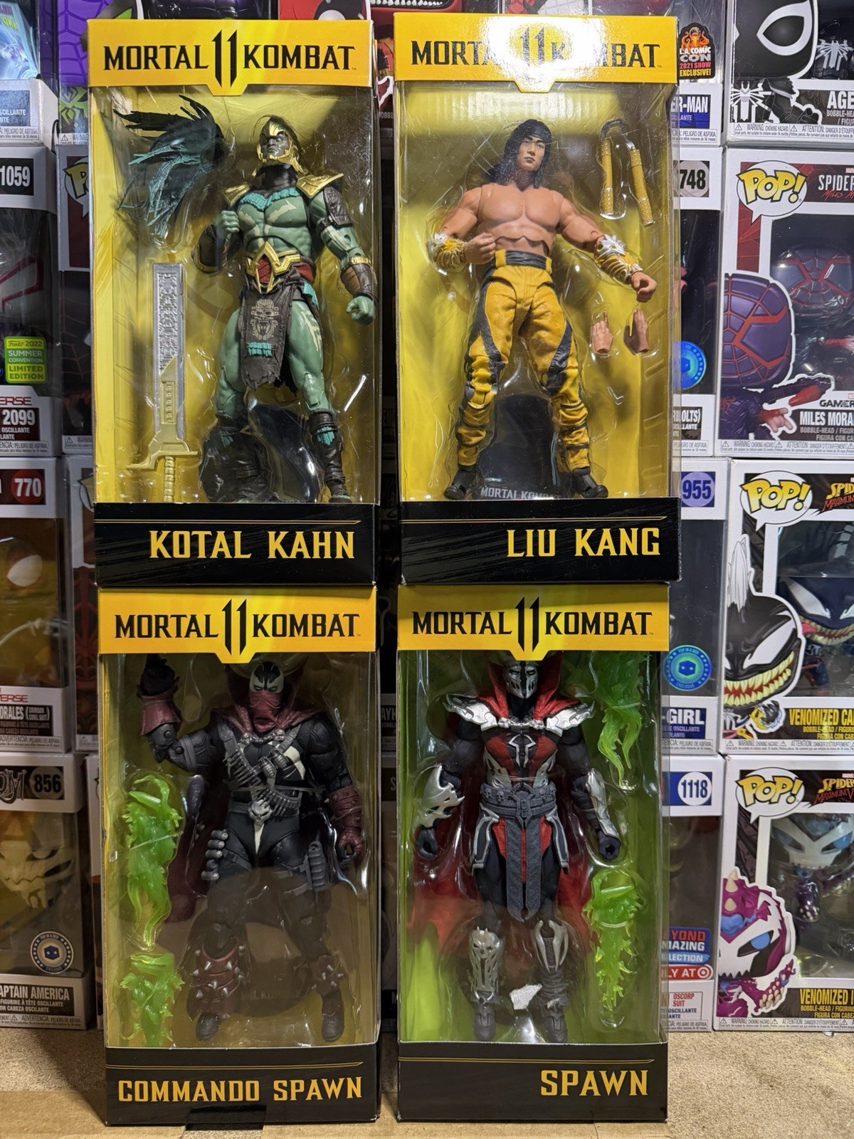 McFarlane Toys Mortal Kombat Lot Of 4 Spawn, Kotal Kahn, Liu Kang, Comando Spawn