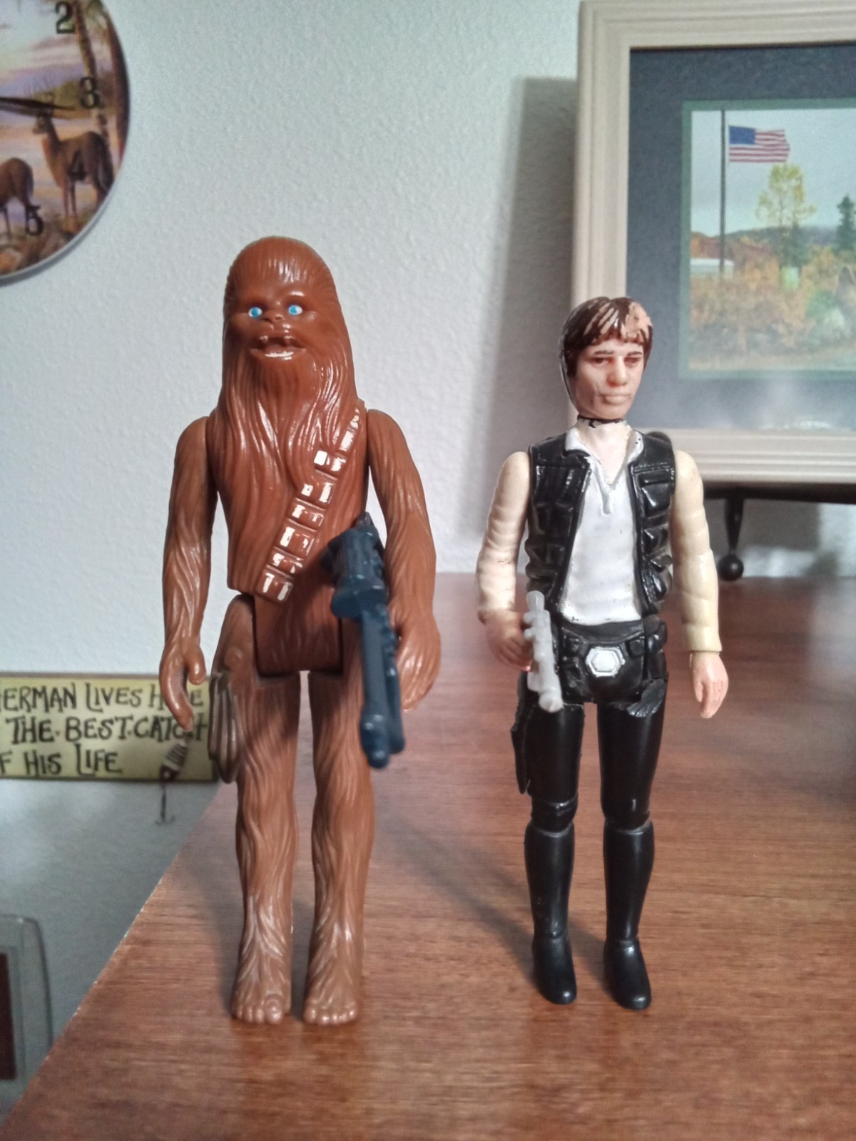 Vintage Star Wars 1977 Chewbacca & Han Solo Complete Figures KADER MIHK! *READ*!