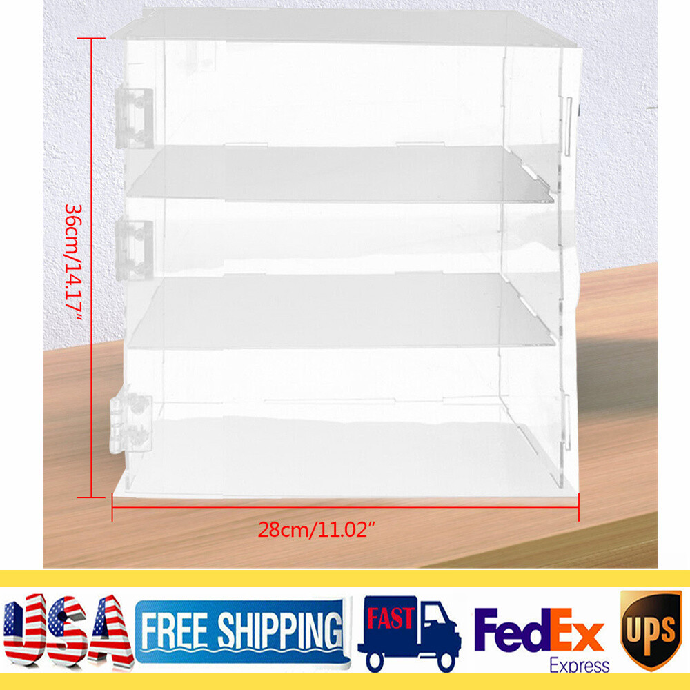 3-Tier Display Case Shelf Dustproof Clear Showcase Holder for Action Figures