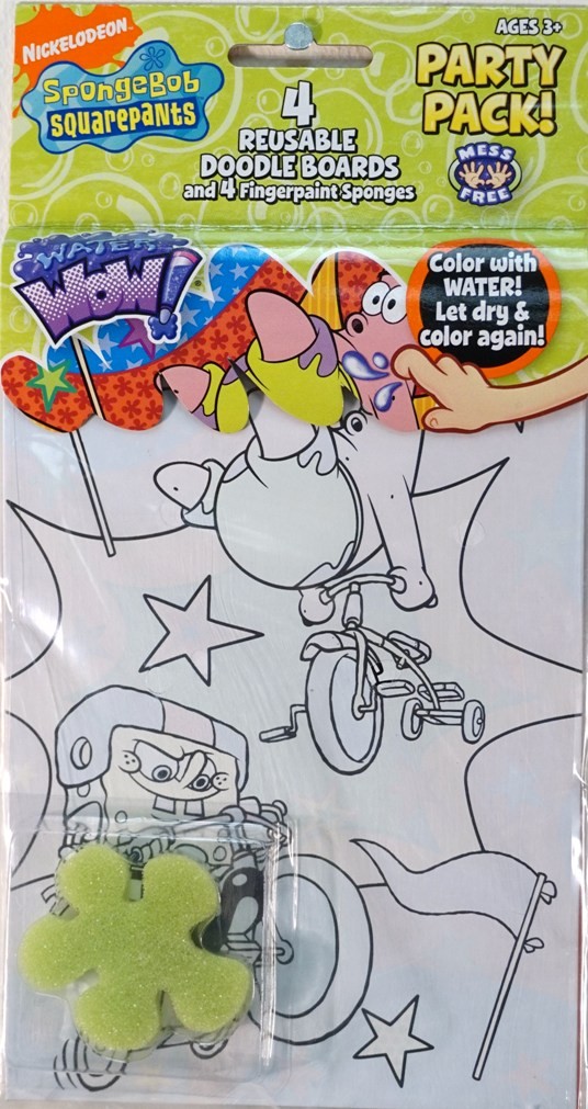 Spongebob Squarepants Reusable Doodle Boards & Fingerpaint Sponges (Set of 4)