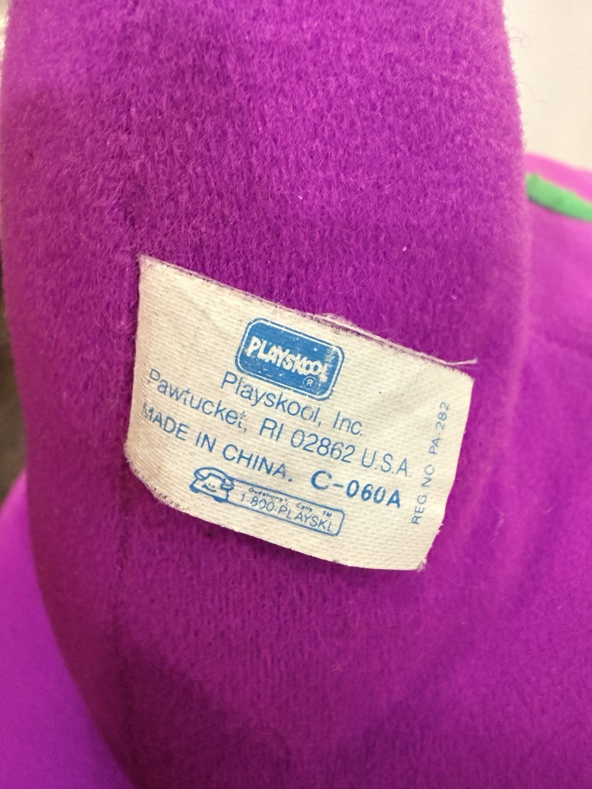 Vintage Playskool TALKING BARNEY 15” Plush Purple Stuffed Animal Works Great!