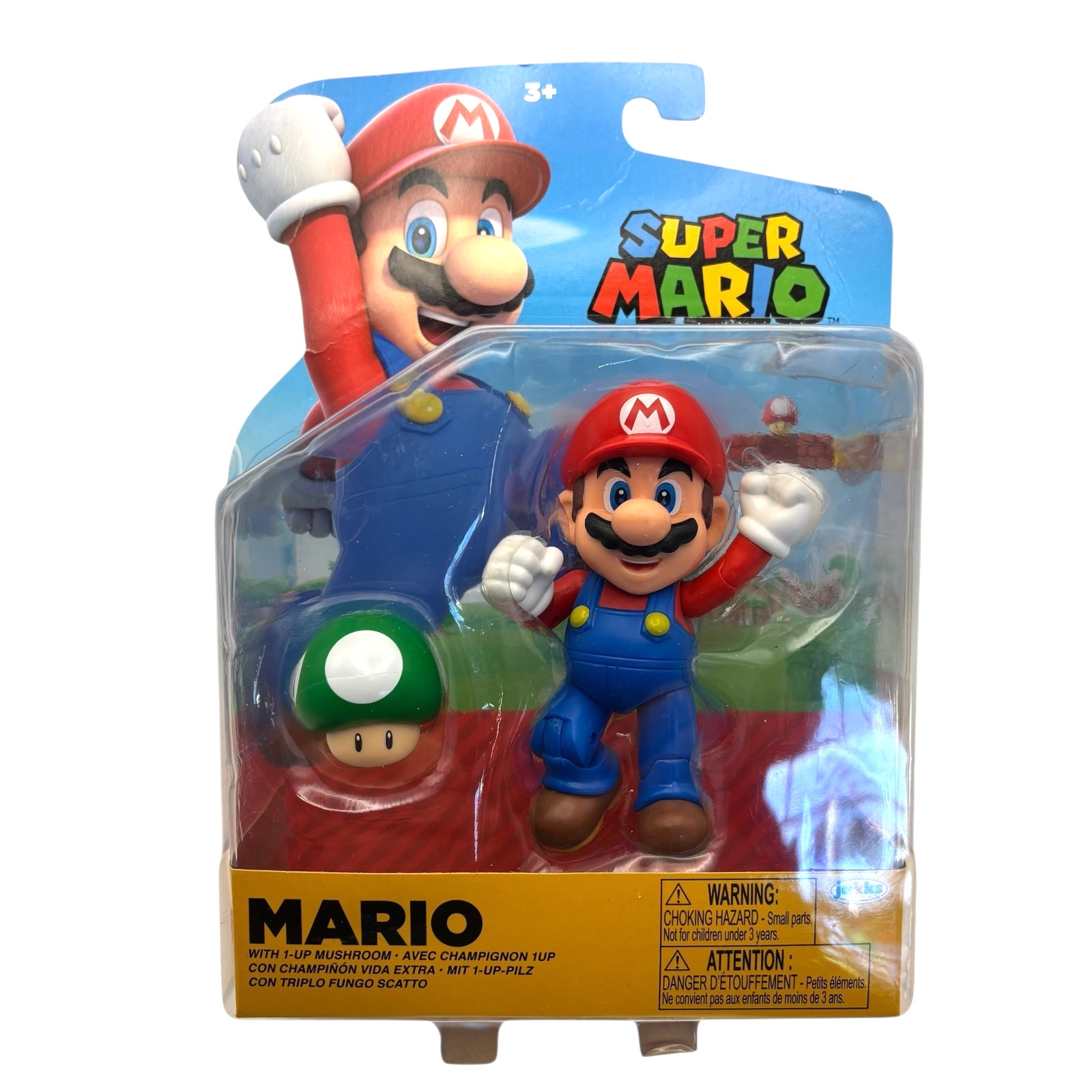 Jakks Pacific Mario 1-Up Mushroom Action Figure 4&Prime; World of Nintendo NEW NIP
