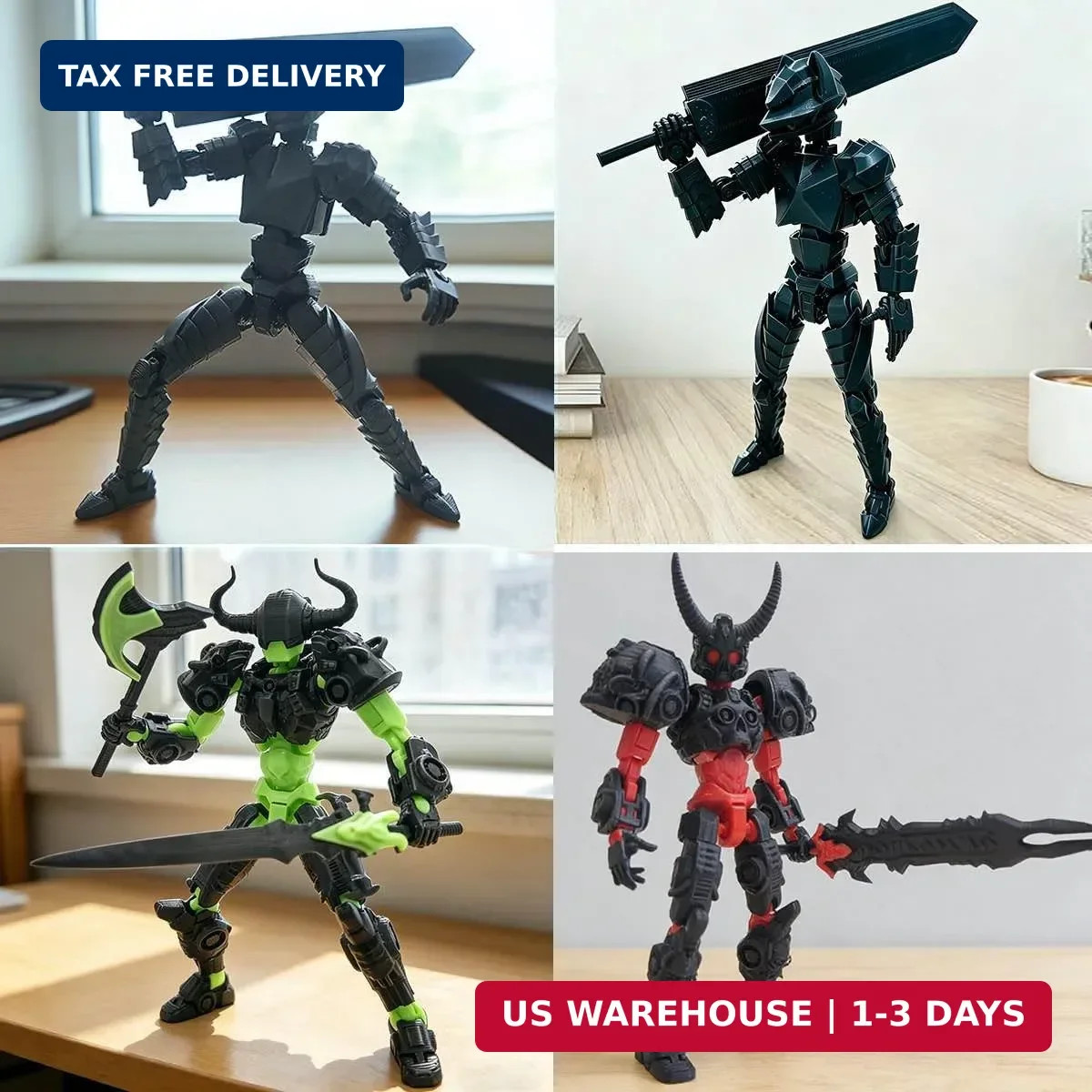 T13 3D Action Figure Set (Assembly Completed), 3D Printed Multi-Jointed, Dummy T