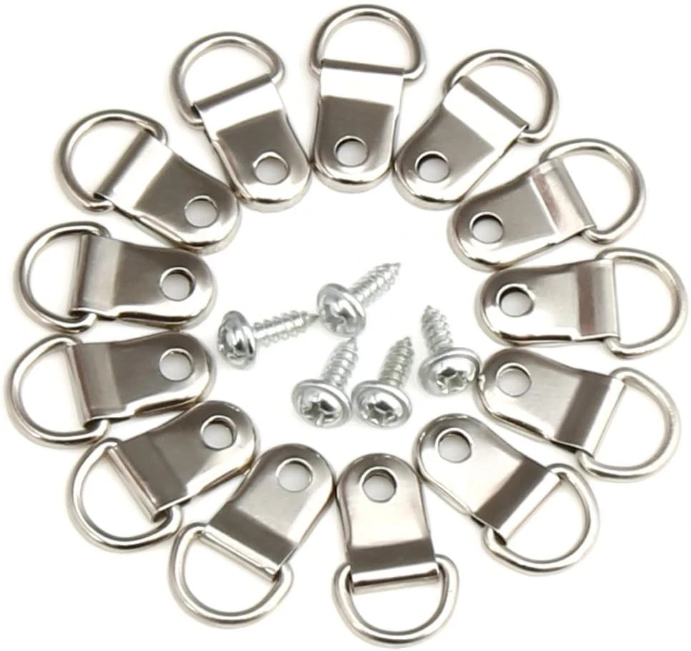 Small D Rings Frame Hooks for Picture Hanging – 80 Pieces D Ring Picture Hangers