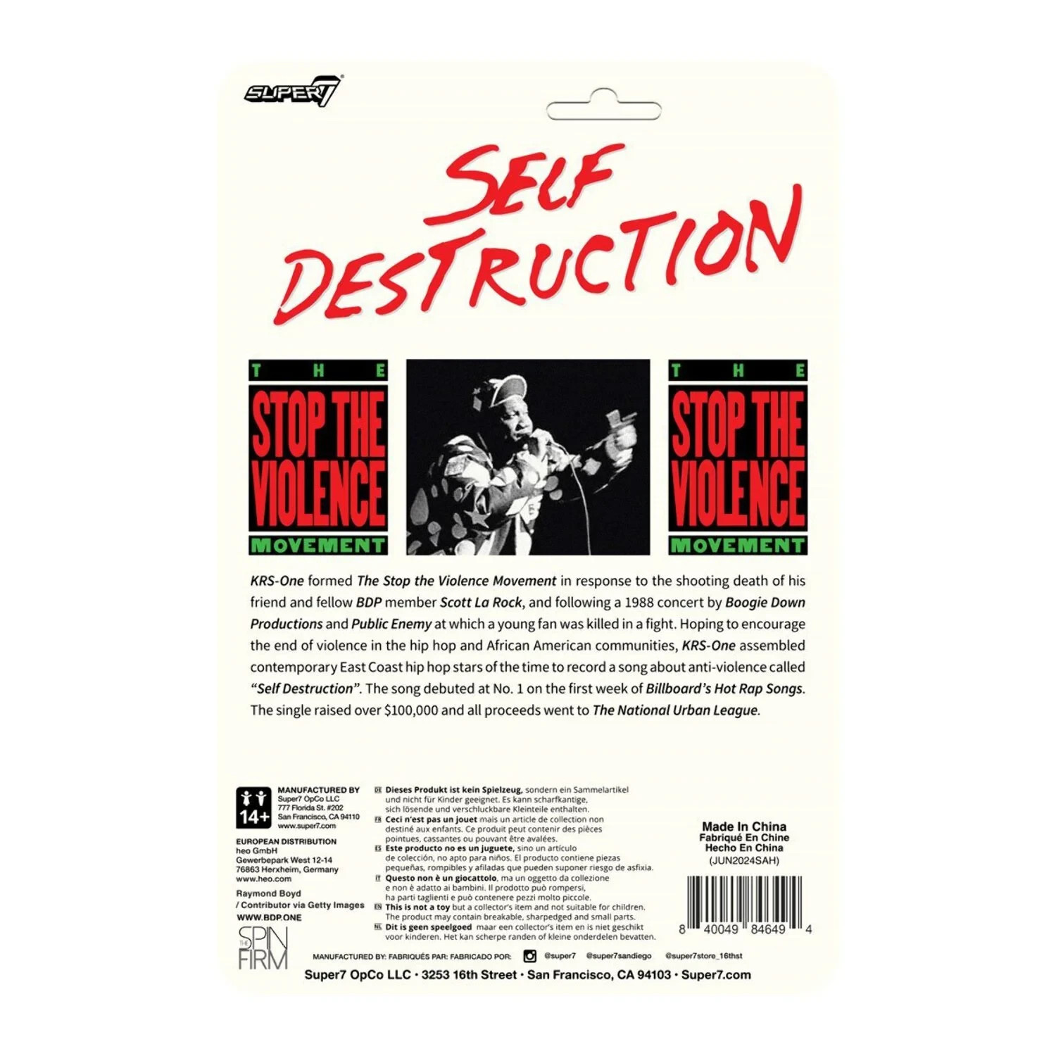 Super7 KRS-One Self Destruction Stop The Violence Movement 3.75&Prime; ReAction Figure