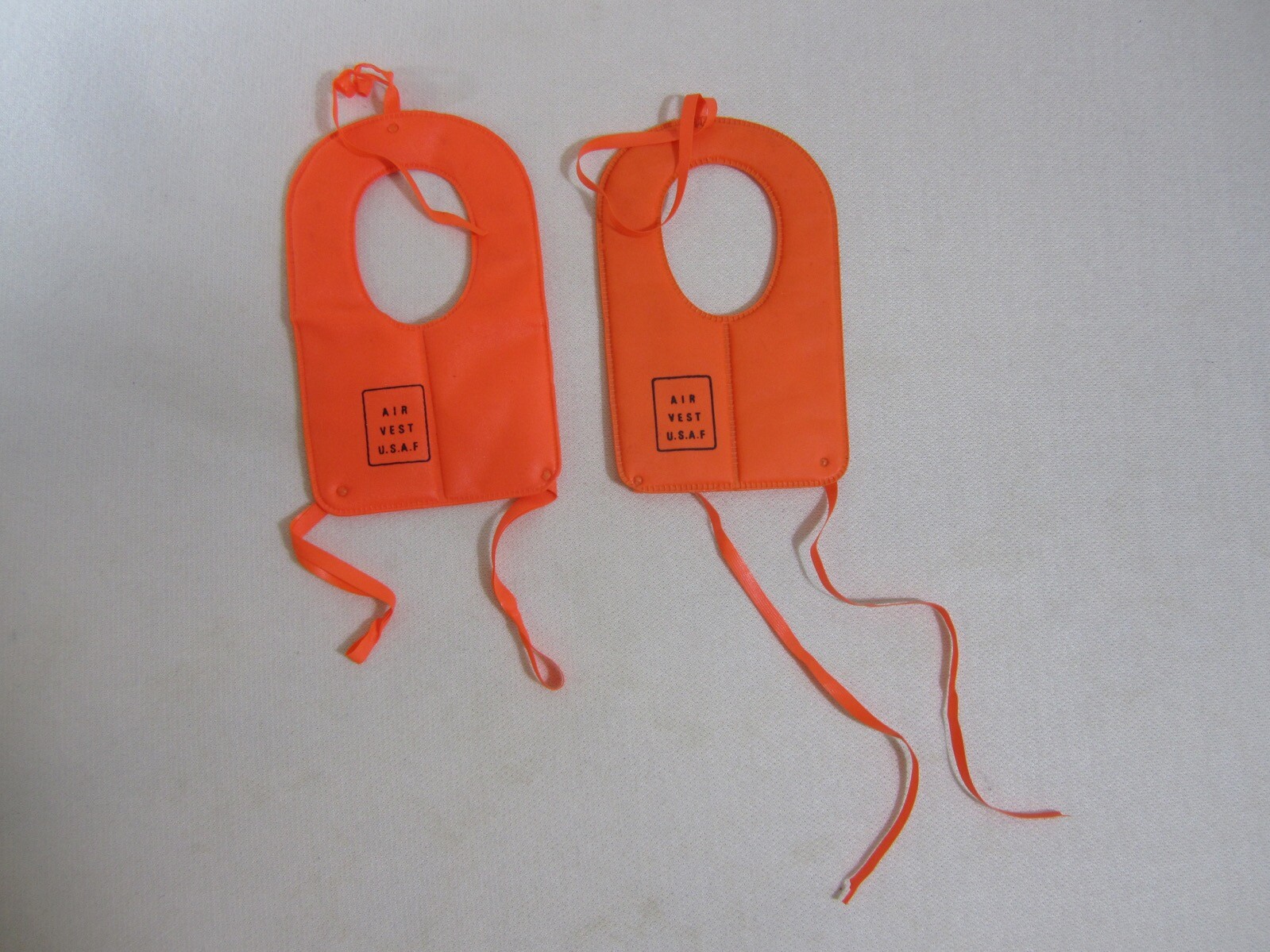 2 Vintage Hasbro 12” USAF GI Joe Orange Life Vests with Straps