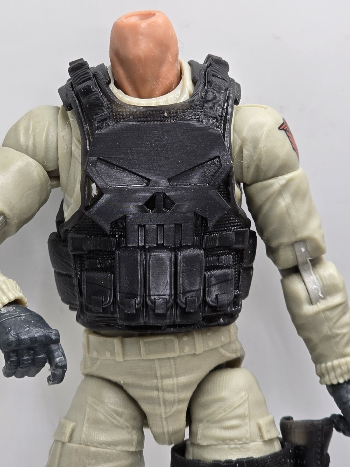 3d Printed PUNISHER V4 FLEXIBLE SKULL VEST 1:12 6&Prime; Classified Legend