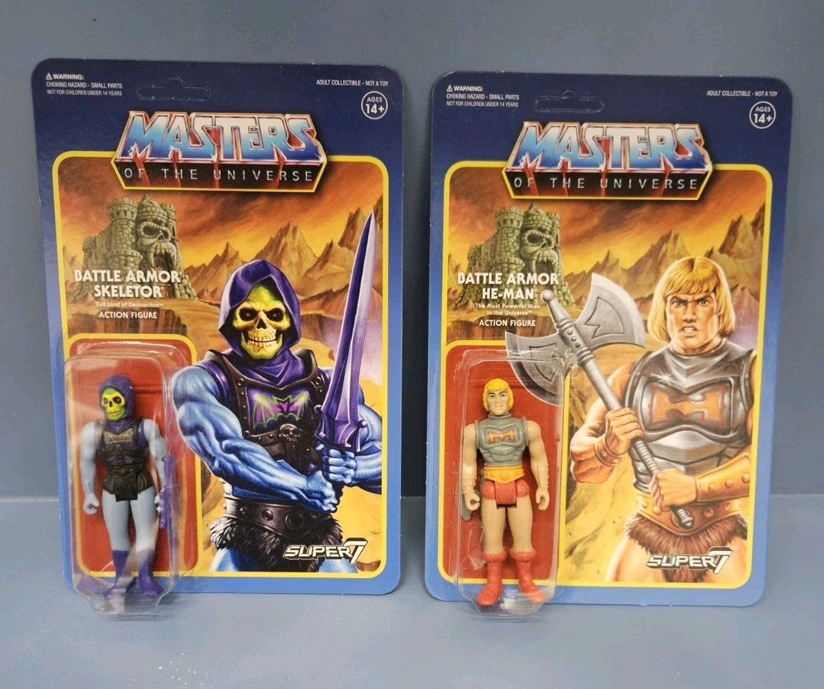 MOTU Masters Of The Universe Super7 Reaction BATTLE ARMOR OF SKELETOR & HE-MAN