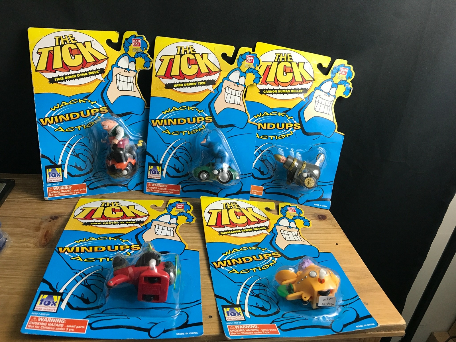 1995 LOT OF 5 BANDAI THE TICK Toy Wind-Up figures EL SEED,DYNA-MOLE,HUMAN BULLET