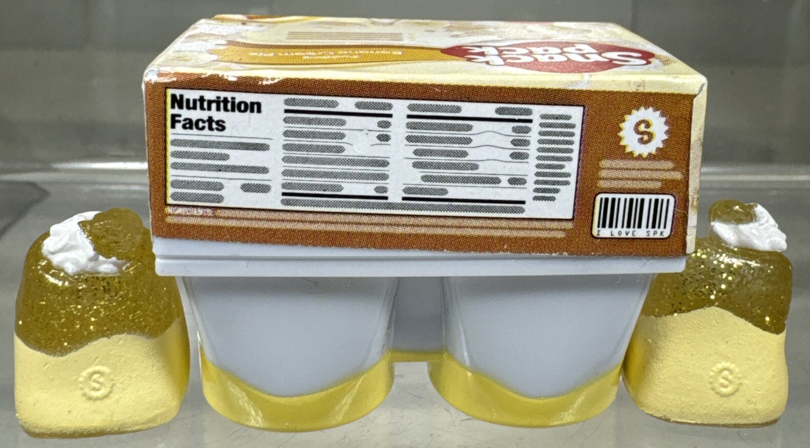 (2) Real Littles Micro Snack Pack Pudding Butterscotch Banana Cream Pie Complete