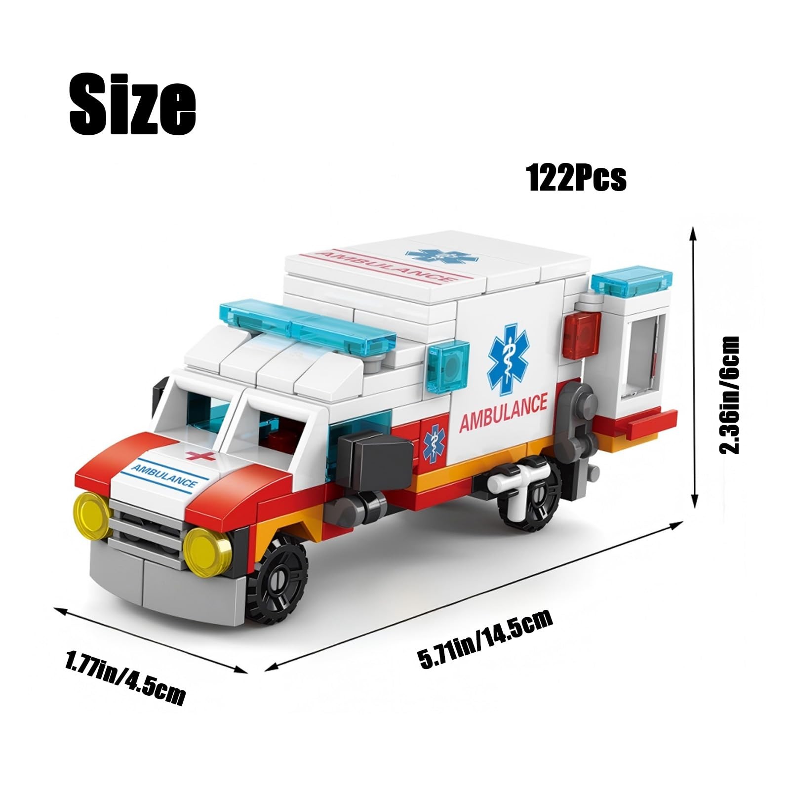 Vilbocr Ambulance Building Blocks Toy 122 Pieces – 7 in 1 Emergency Vehicle S…