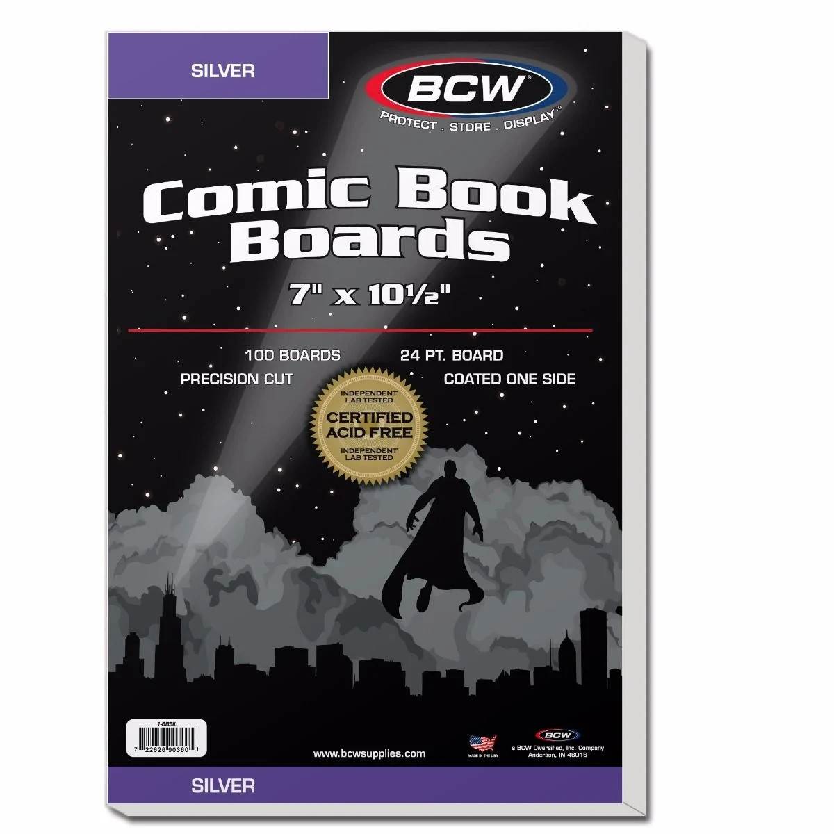 100 Pack – BCW Silver Age Comic Book Backer Boards Acid Free 24PT 7&Prime; X 10 1/2&Prime;