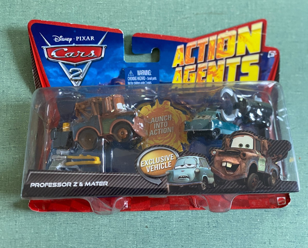 New! Disney Pixar Cars 2 Action Agents Professor Z & Mater Mattel Toy Ships Free