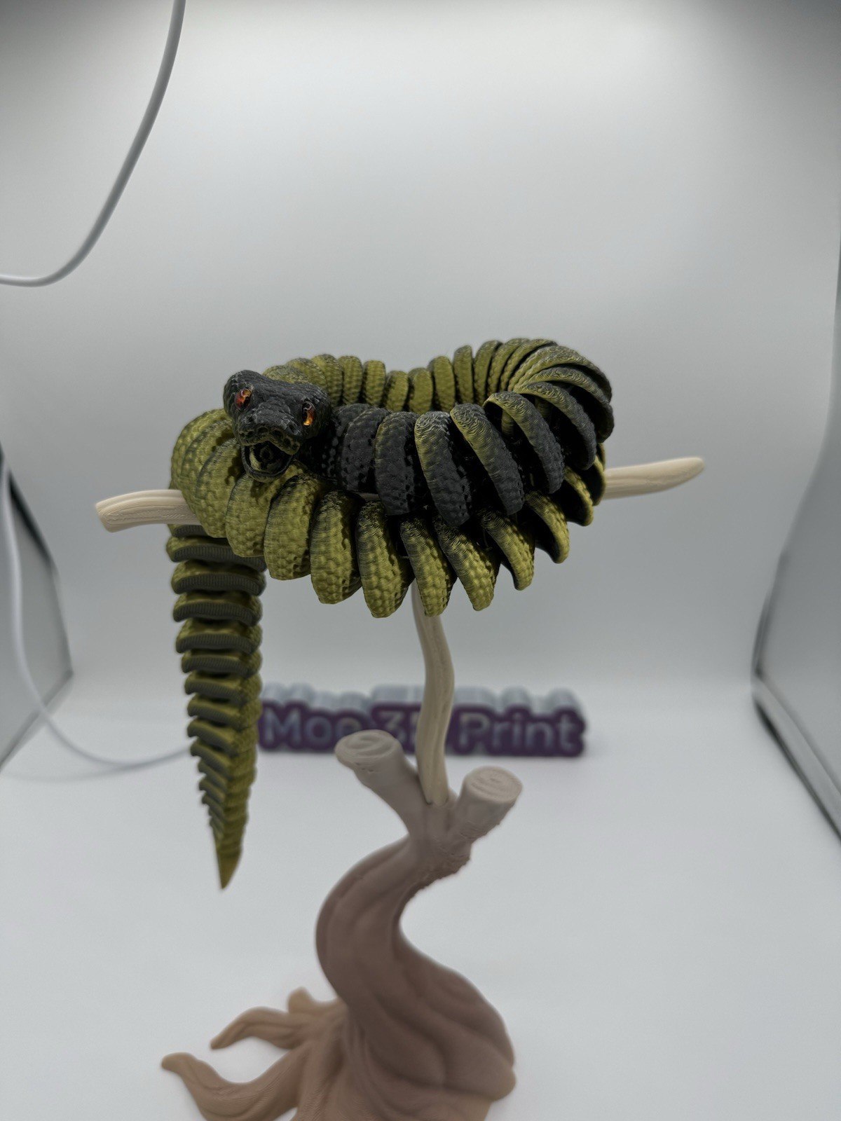 3D Printed Ball Python Snake 28”- Gold Black
