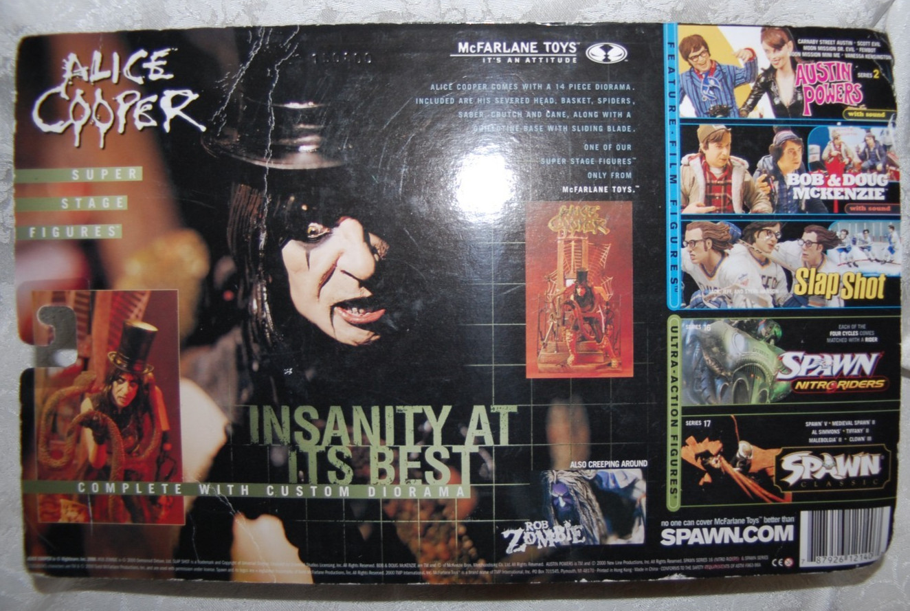 Alice Cooper Action Figure by McFarlane with Snake Sword Hat Bloody Head Diorama