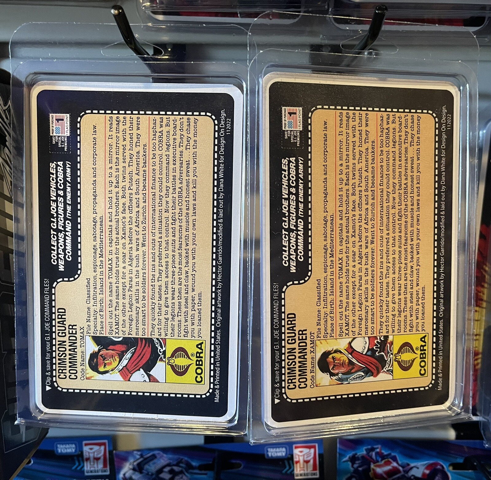 GiJoe Tomax & Xamot Clamshell Display Cases With Cardback Inserts 2 Pack