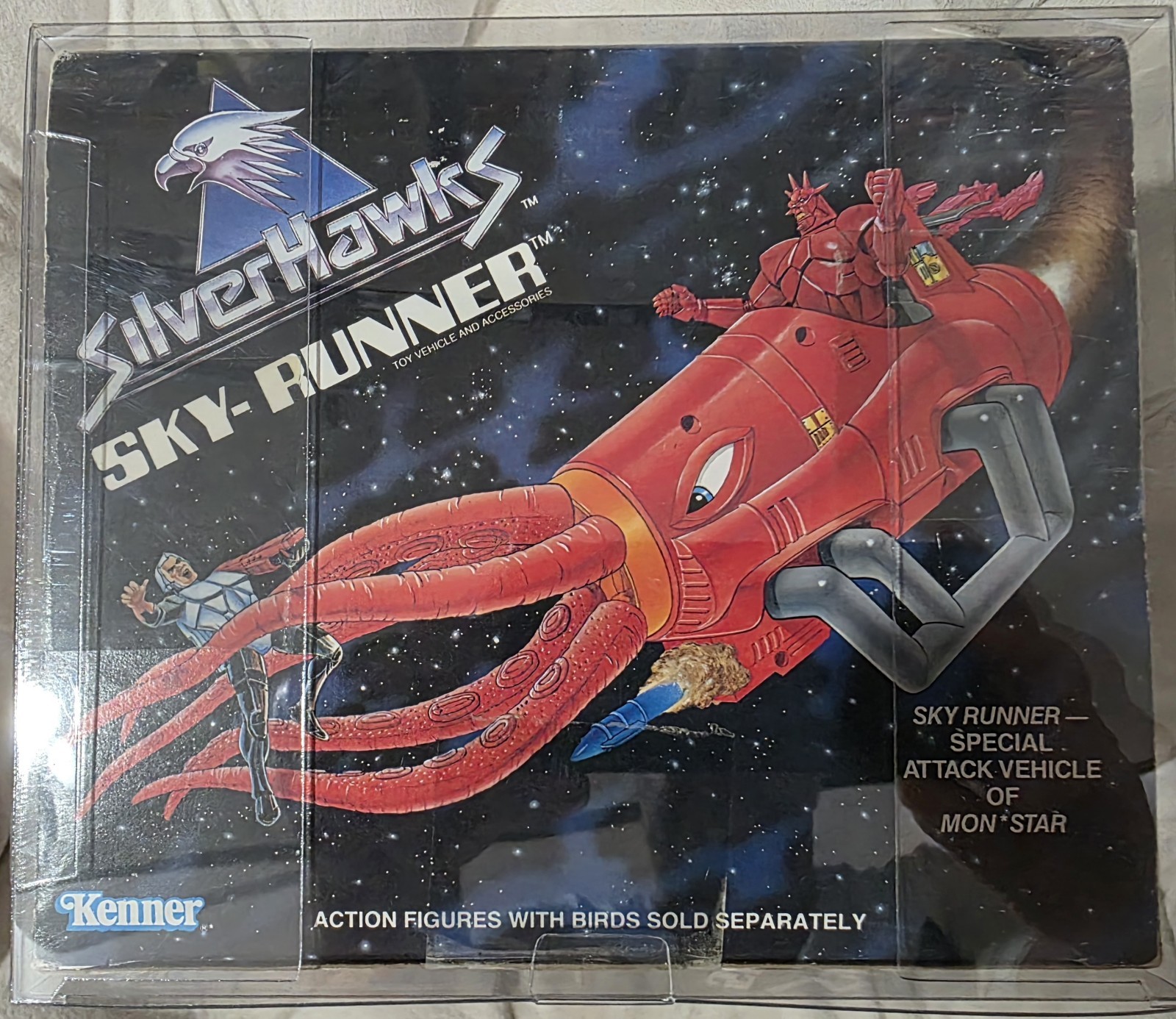 ULTRA RARE SILVERHAWKS SKY RUNNER MISB W/ Aryllic case *GRAIL PIECE