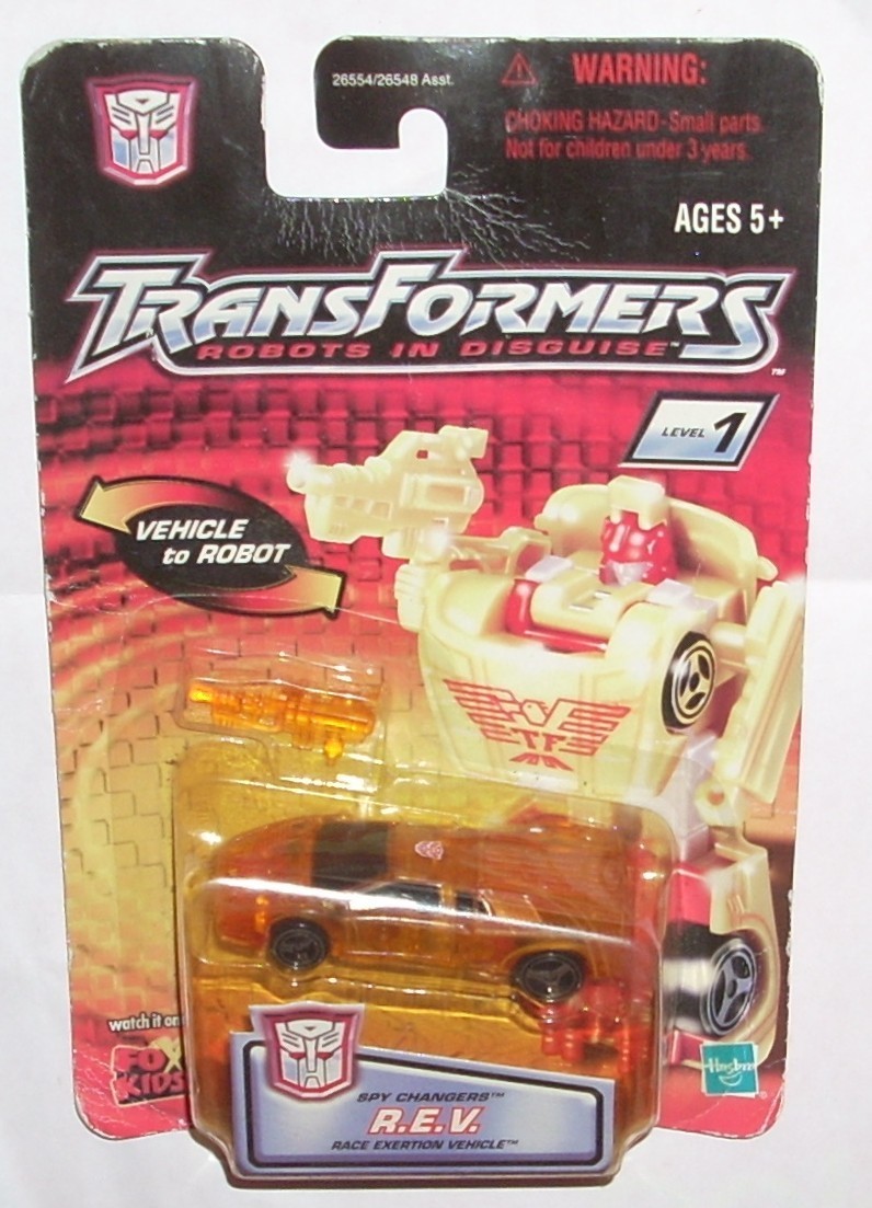 Vintage 2001 Transformers RID Spy Changers R.E.V. Race Car Autobot Hasbro REV