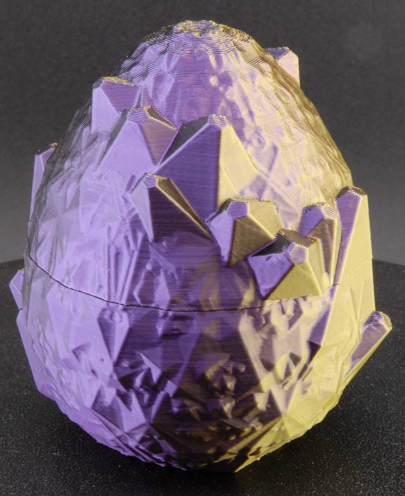 Crystal Dragon Egg – Faceted Fantasy Egg with Geode Texture | Purple Gold