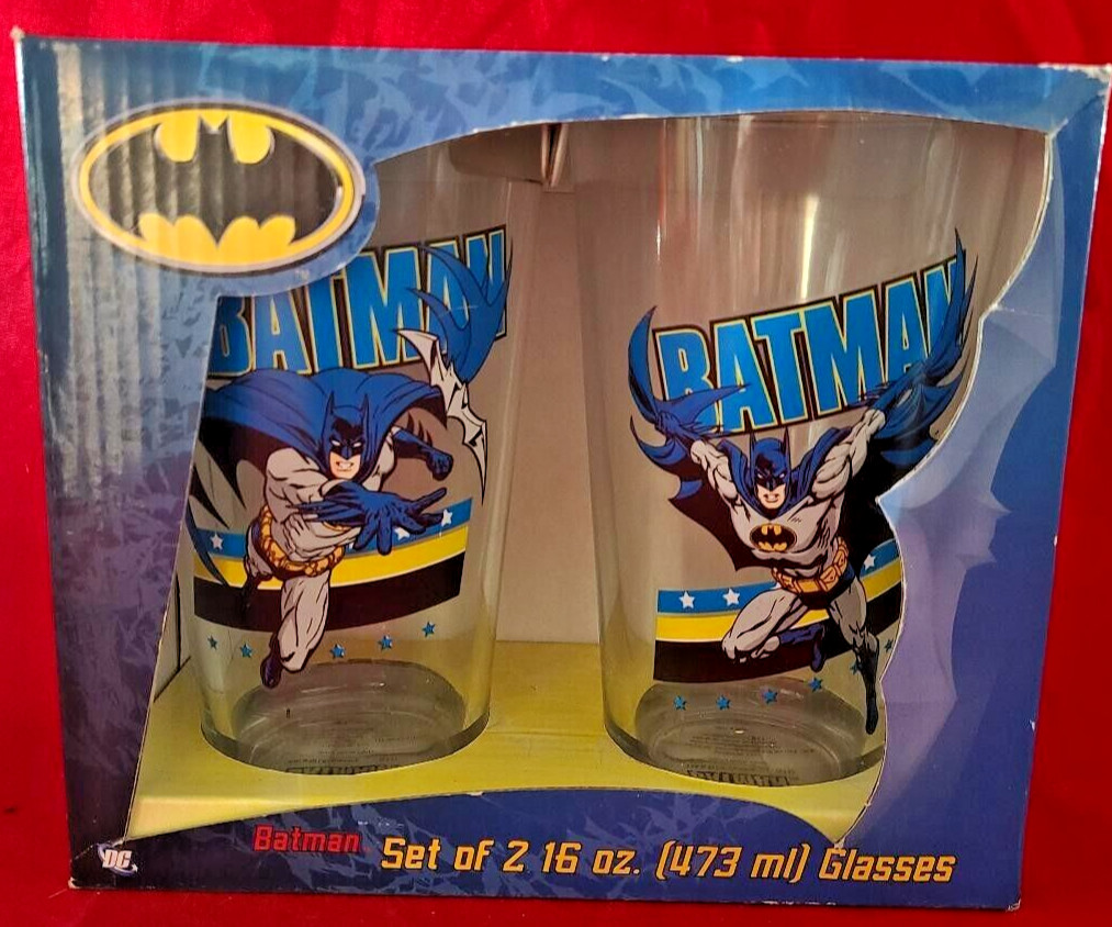 DC COMICS BATMAN DRINKING GLASS SET/2 16OZ VANDOR