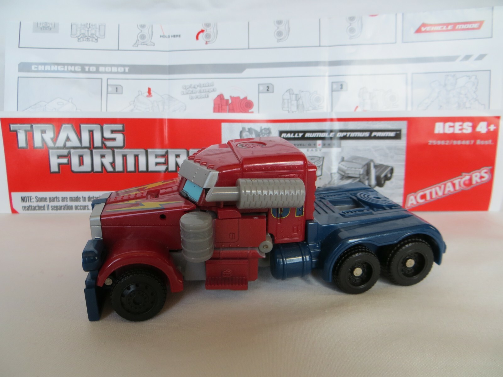 Rally Rumble Optimus Prime TRANSFORMERS Activators Push Button Level 2 Truck