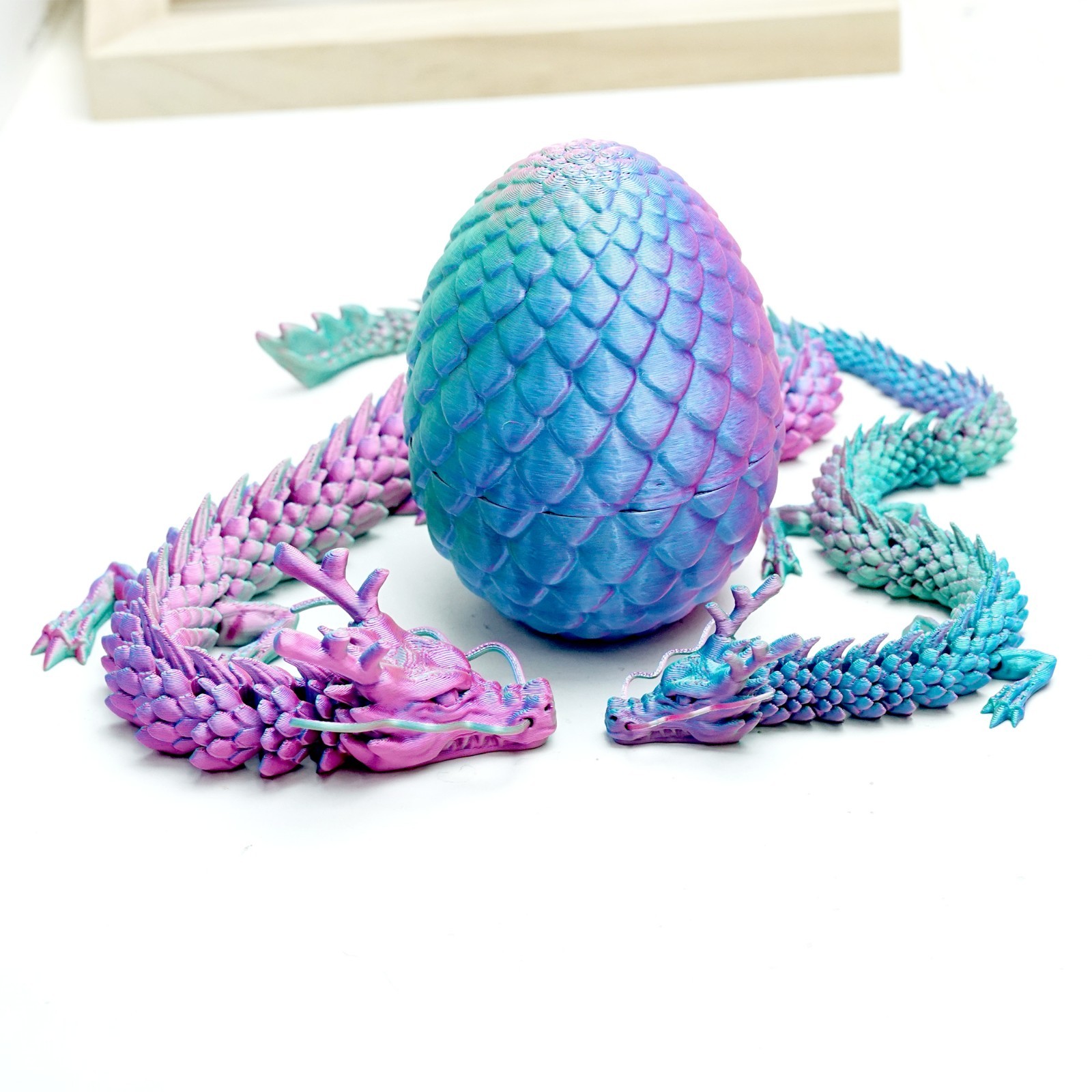 3PCS 3D Printed Dragon Egg Set Model,Articulated Animals figure,Toys Home Decor