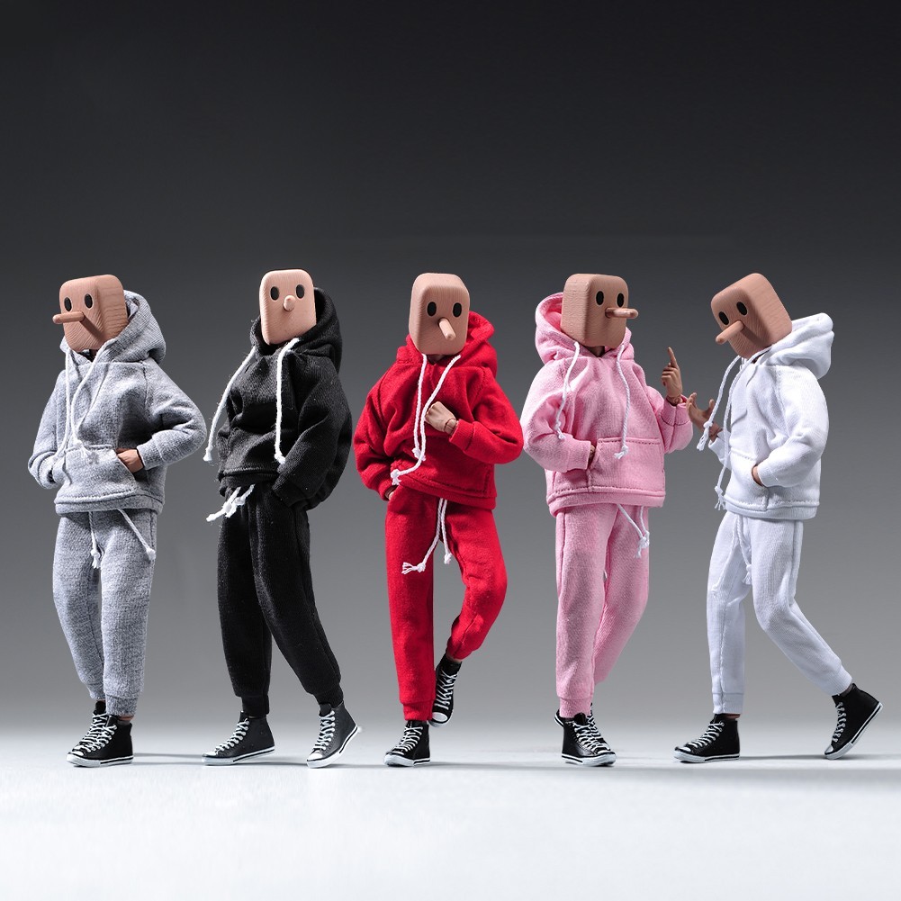 USA 1/12 Black Hoodie Pants Trousers Clothes For 6&Prime; Male TBL Action Figure Body