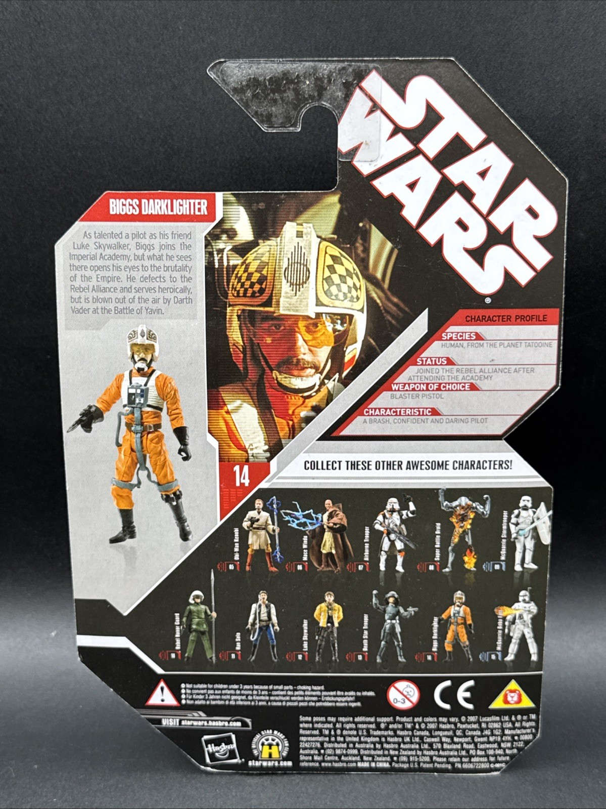 🎉​2007 Star Wars Ultimate Galactic Hunt #14 REBEL PILOT BIGGS DARKLIGHTER GOLD
