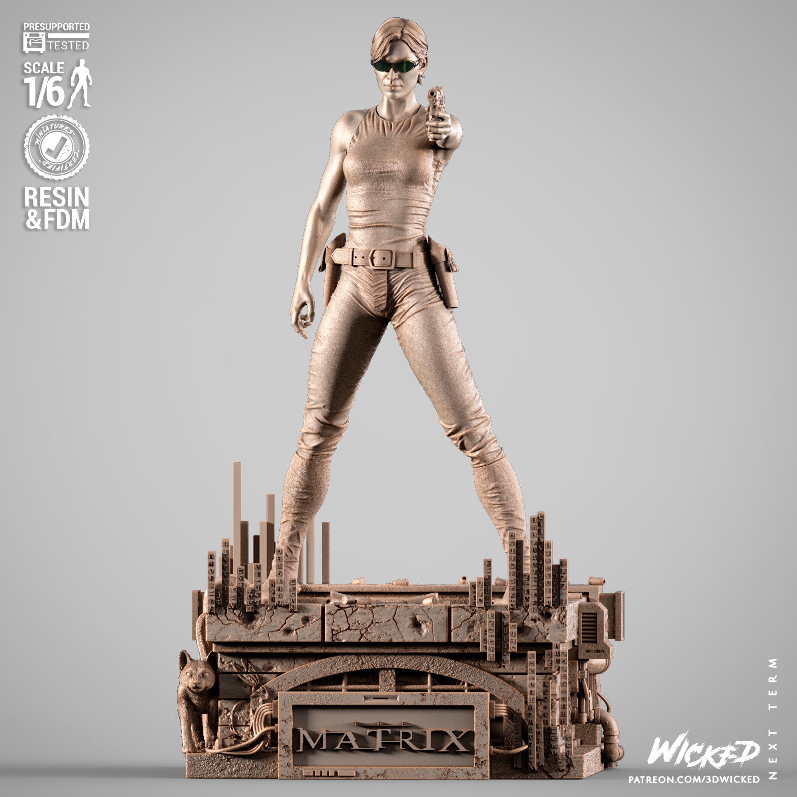 3D Printed Fan Art Trinity Sculpture by Wicked