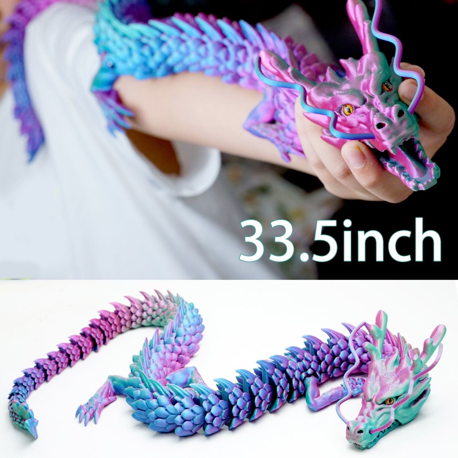 33.5inch 3D Printed dragon Model,Articulated Animals figure,Toys Home Decor