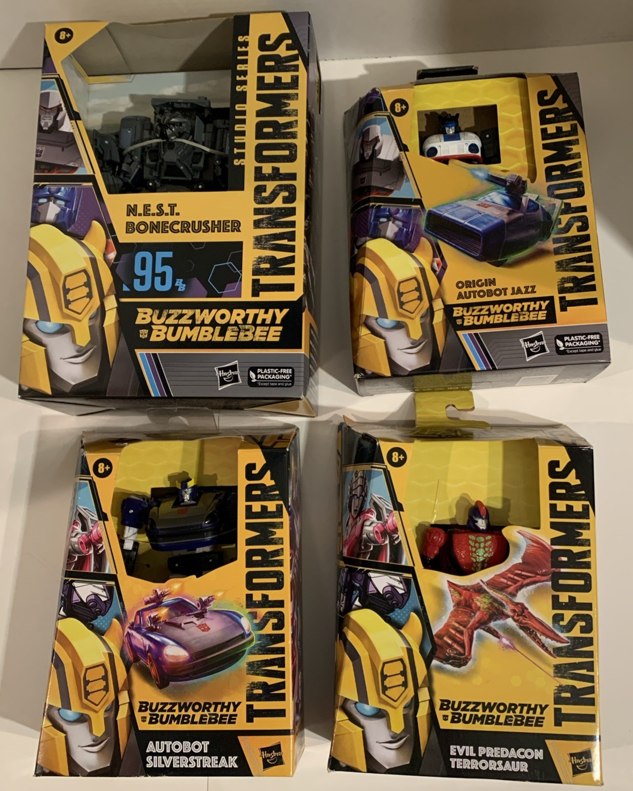 Transformers Buzzworthy Bumblebee Lot Of 4 Bonecrusher JAZZ Silverstreak Hasbro