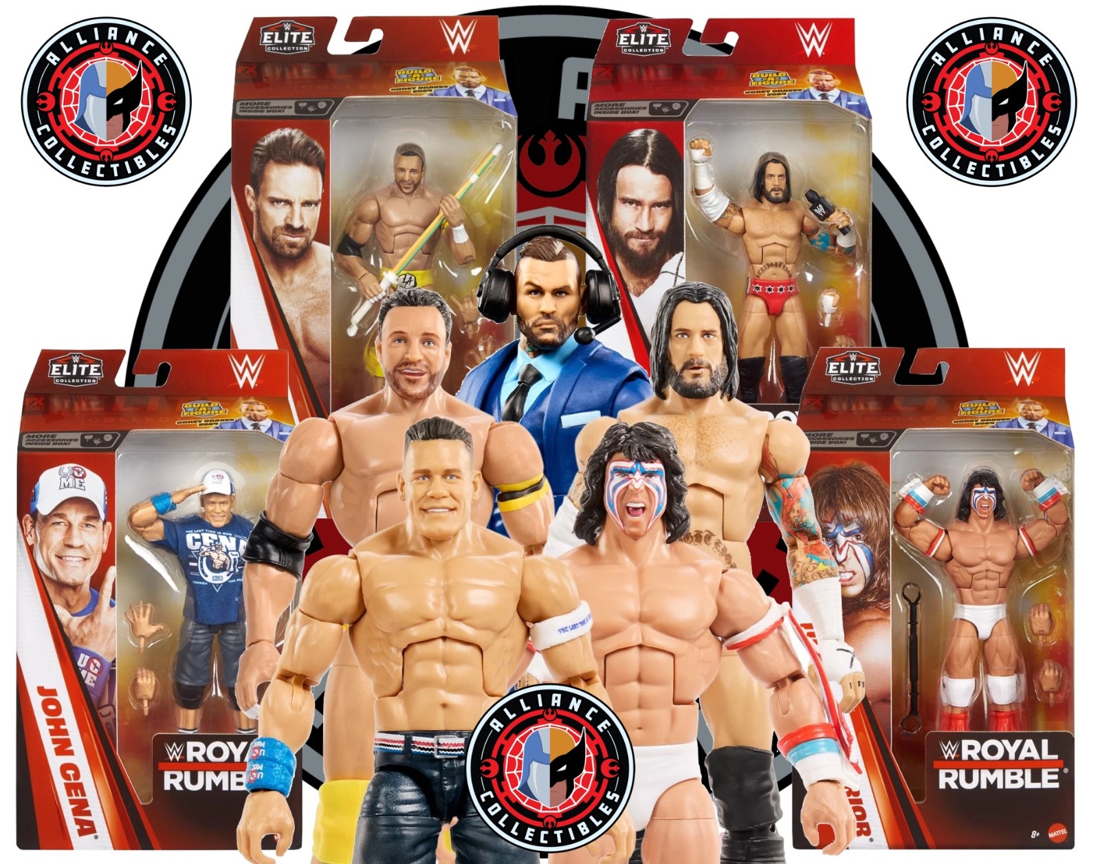 2026 WWE Elite Royal Rumble CENA PUNK KNIGHT WARRIOR GRAVES 6&Prime; Mattel BAF Set