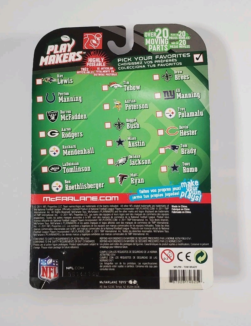 McFarlane 2011 NFL Playmakers Tom Brady White Away Jersey Action Figure Patriots