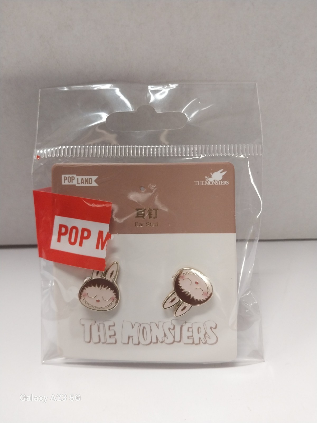Labubu Mokoko Pop Mart/Land MONSTERS Gold Tone PIERCED Earrings AUTHENTIC! MOC!