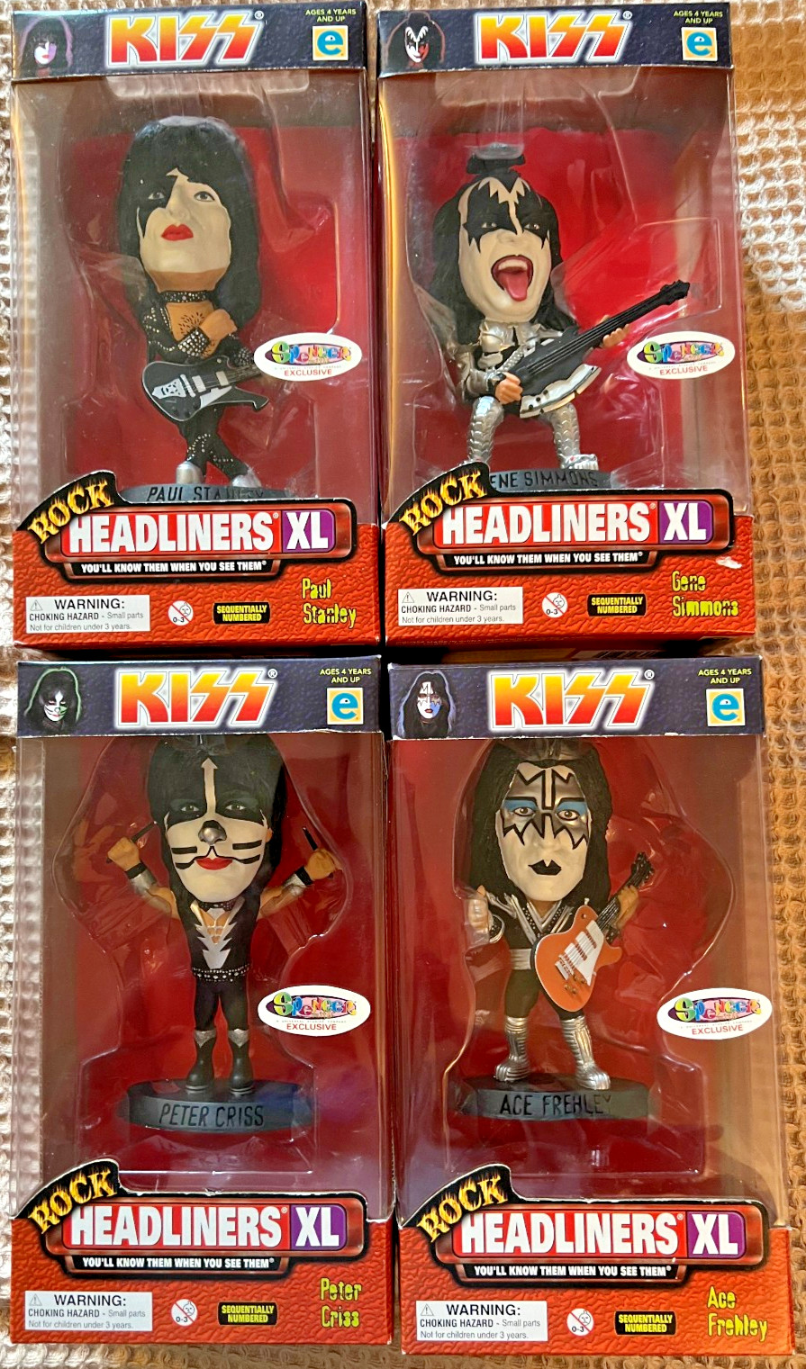 KISS – ROCK HEADLINERS XL 1999 / Set of 4 Gene Peter Ace Paul – Never Opened