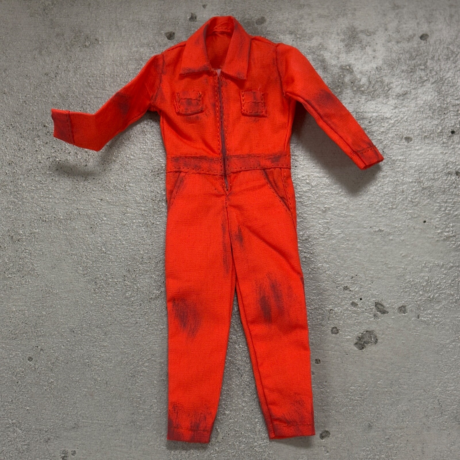 SU-CH-WKSUIT-OR: 1/12 weathered Orange Coverall Worker Suit for 6&Prime; Figure body