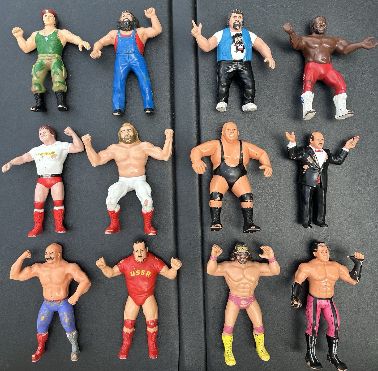 LOT (12) Vintage 80s Titan Sports LNJ WWF 8” Figures Used Fair Condition WWE WCW
