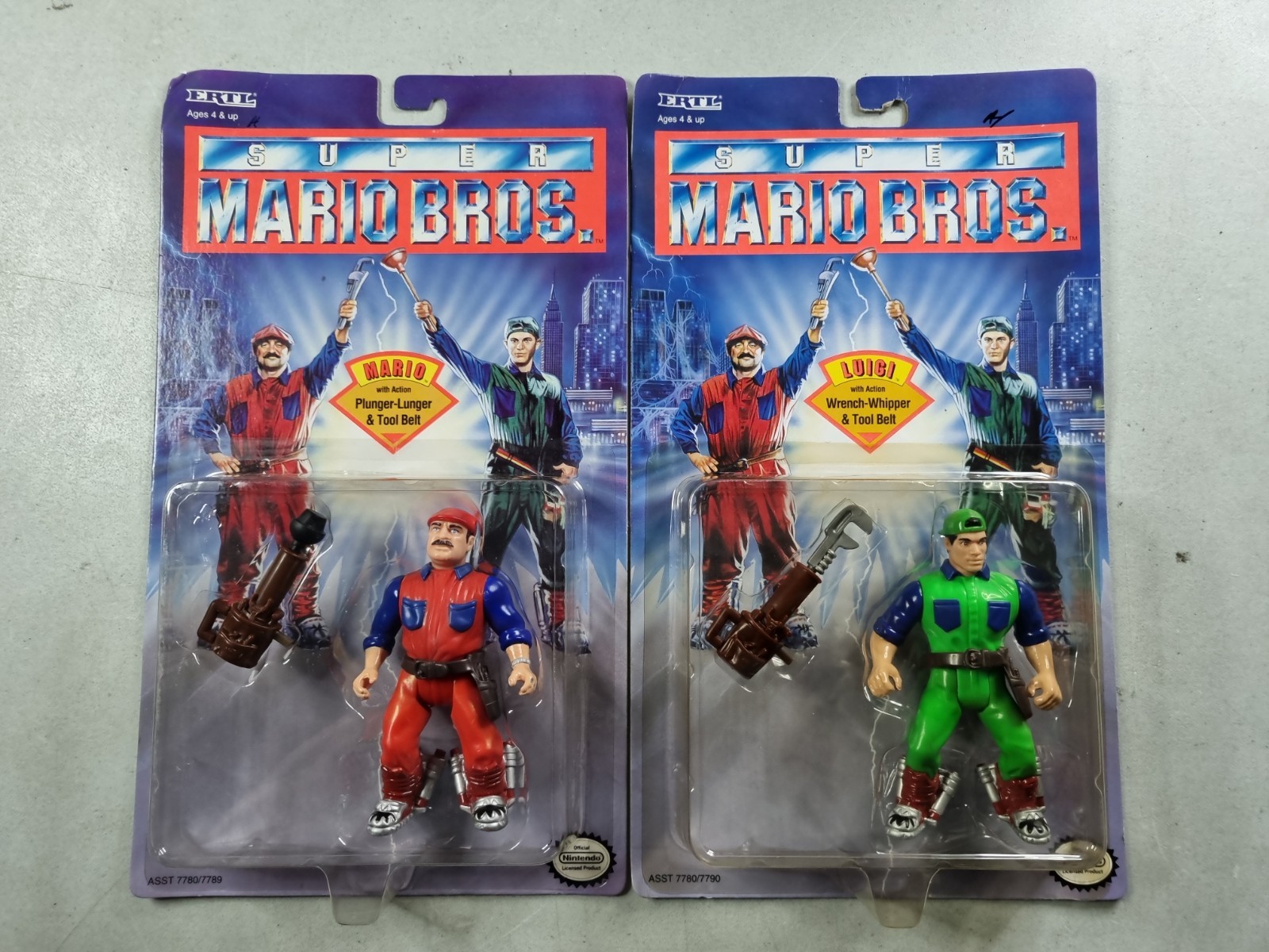 Vintage Sealed &rsquo;93 Ertl MARIO LUIGI Action Figure Lot SUPER MARIO BROS Nintendo