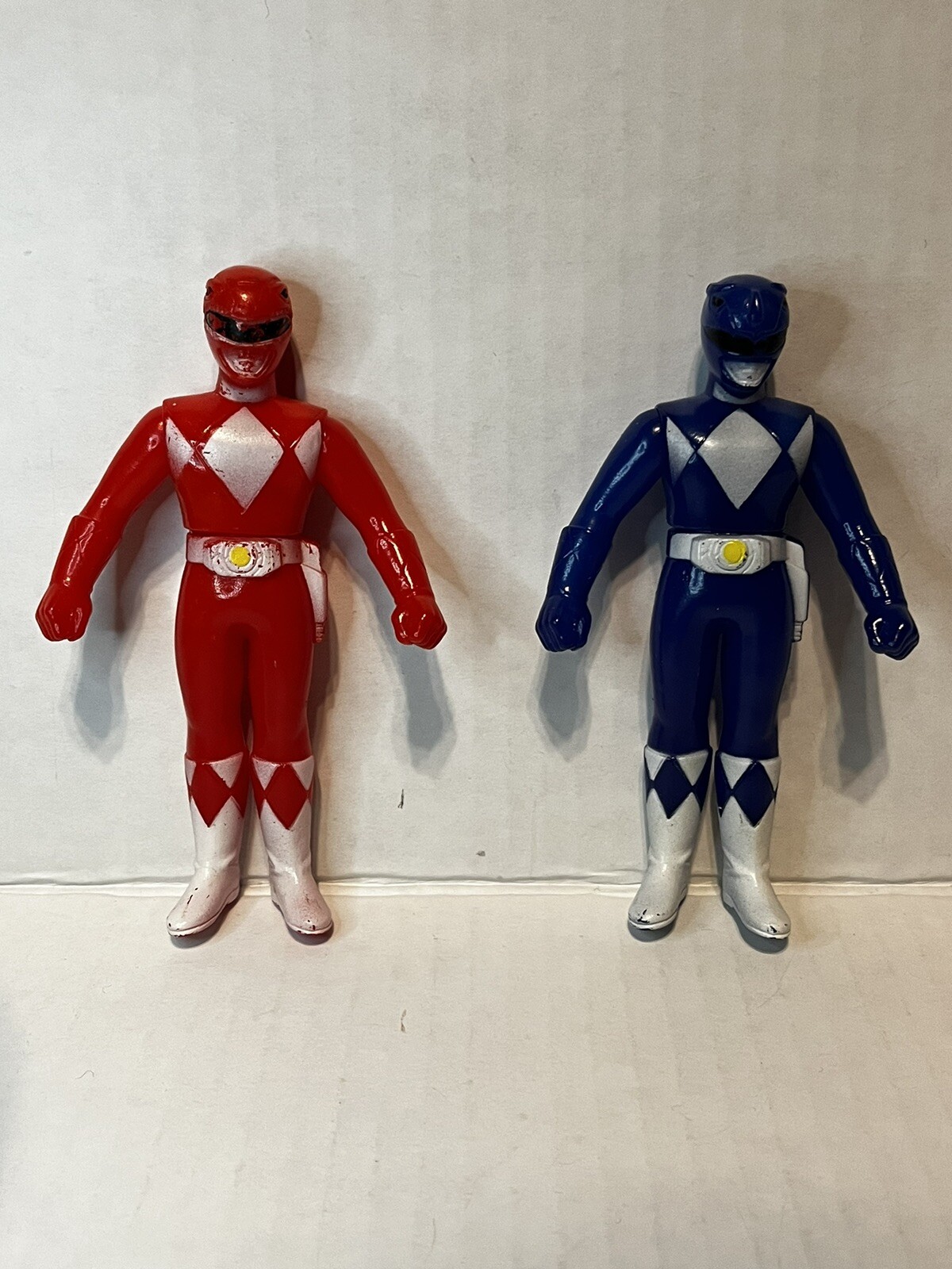 Bandai 1992 Kyōryū Sentai Zyuranger Red and Blue Ranger – Sofubi Figure 4.75in