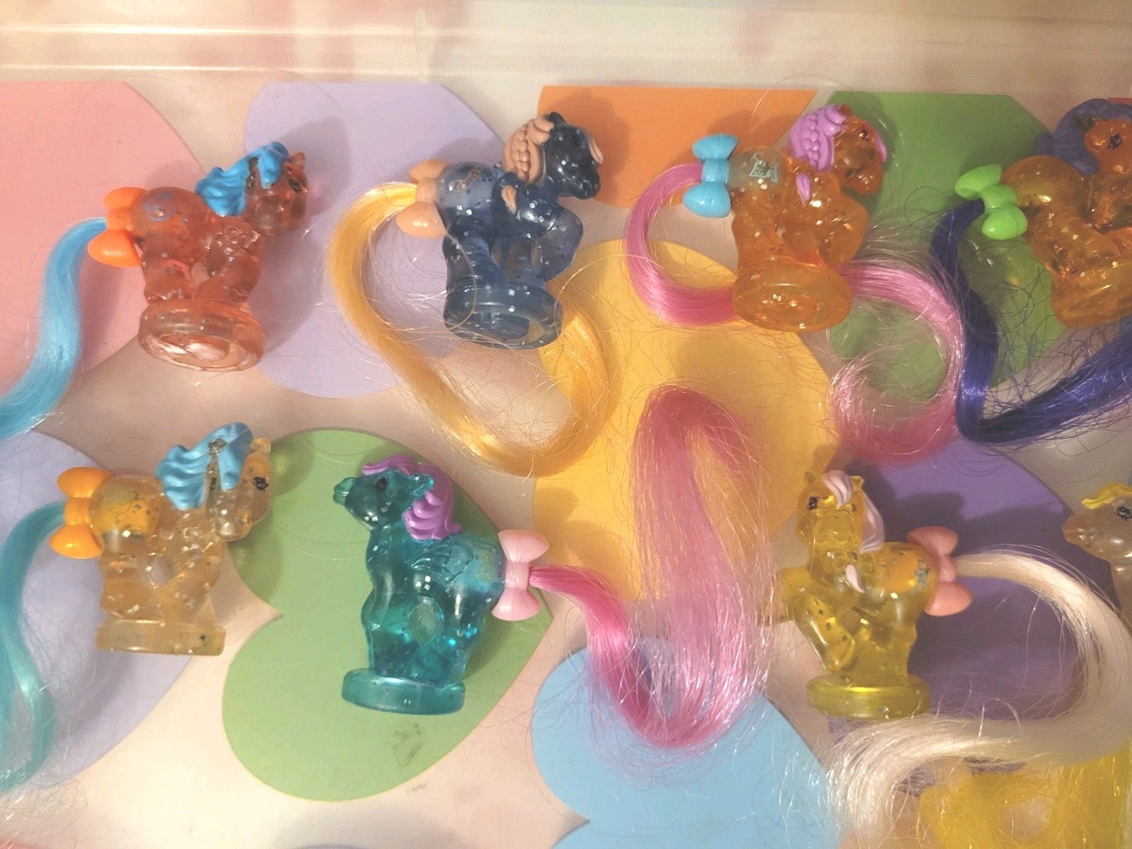 My Little Pony Vintage G1 Petite ponies Miniature Translucent Glitter Lot Of 12