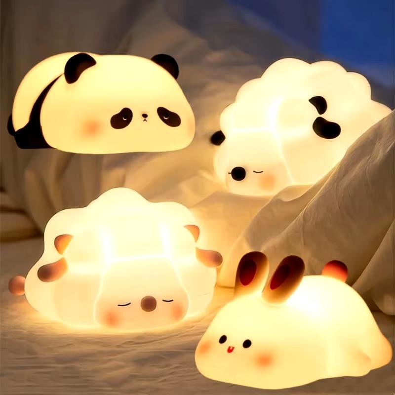 Cute LED Night Light Panda Sheep Rabbit Silicone Night Lights USB Rechargeable