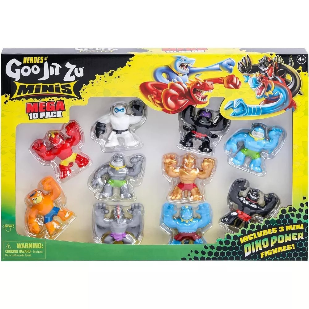 Heroes Of Goo Jit Zu Minis Mega 10-Pack Stretchy Squishy 2.5” Figures – New