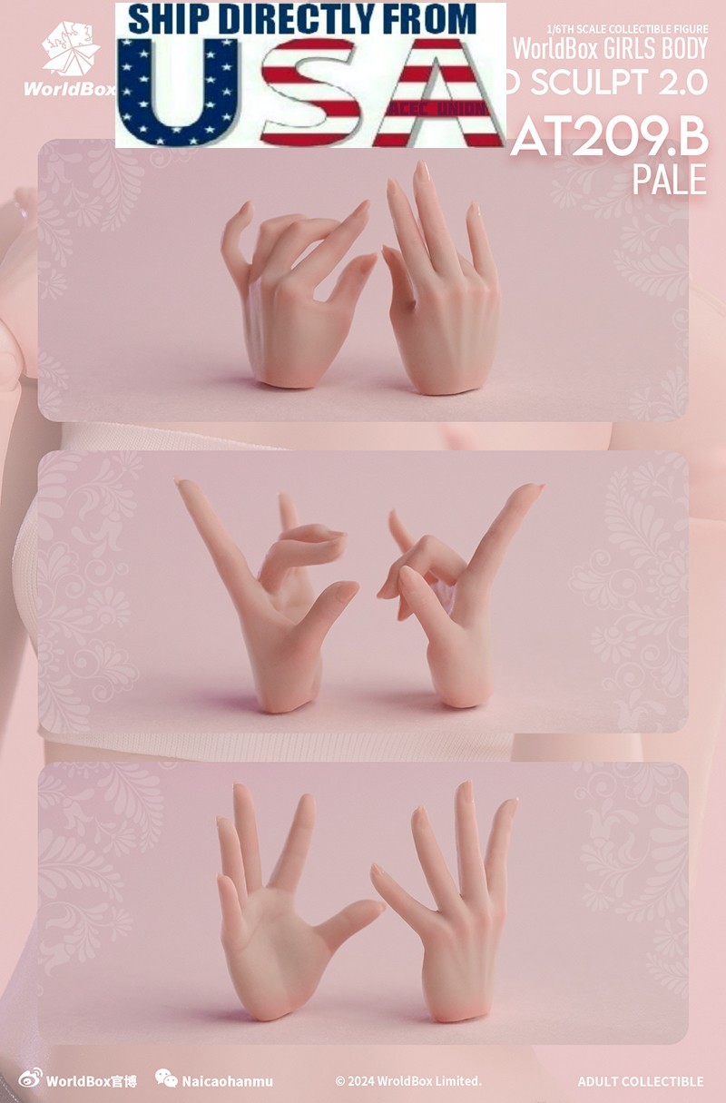 Worldbox 1/6 AT209B Hands Pale Model Accessories For 12&Prime; Female Figure U.S.A.